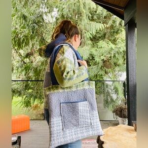 Handmade Quilted Patchwork Tote gingham print